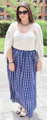 Outfit Of The Day ~ Maxi Skirt White & Blue ~ Falda larga