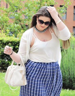 Outfit Of The Day ~ Maxi Skirt White & Blue ~ Falda larga