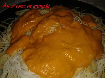 Fideos chinos con gambas