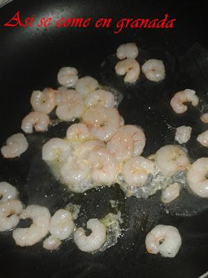 Fideos chinos con gambas