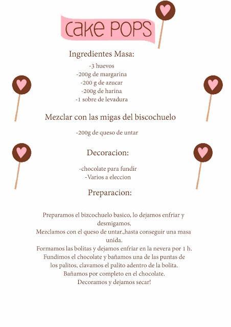 Receta de Cake Pops, para imprimir Receta de Cake Pops, para imprimir