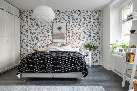 recursos decoración papel de pared interiores espacios pequeños estilo y diseño nórdico escandinavo estilo femenino Diseño de interiores decoracion dormitorios Decoración de interiores Contraste de estampados blog decoración nórdica 