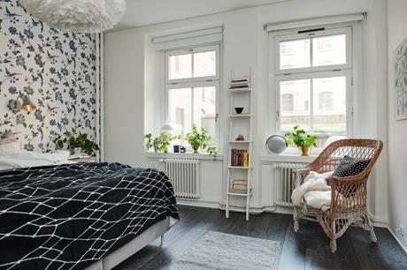 recursos decoración papel de pared interiores espacios pequeños estilo y diseño nórdico escandinavo estilo femenino Diseño de interiores decoracion dormitorios Decoración de interiores Contraste de estampados blog decoración nórdica 