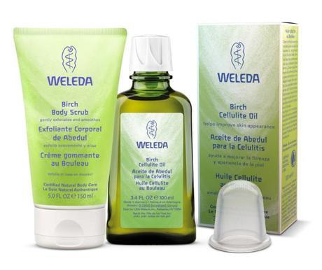 BYE, BYE CELULITIS… LRG Magazine - bodegon abedul aceite + exfoliante + celulicup Weleda