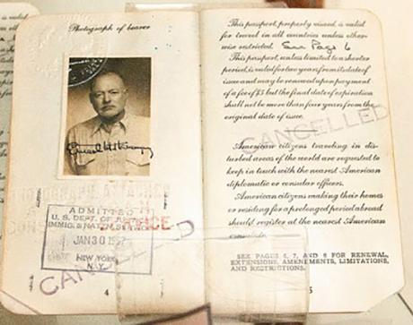 Pasaporte de Ernest Hemingway de 1957