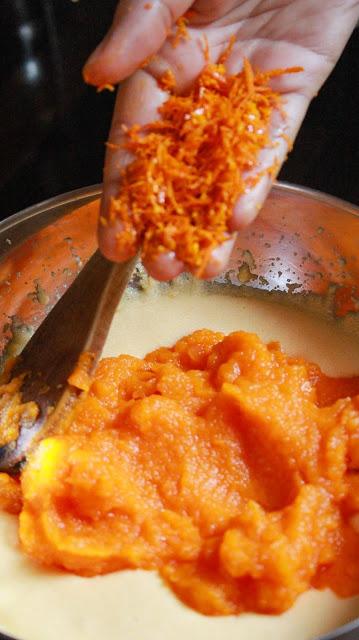 Brazo de coco, zanahorias y cabello de ángel