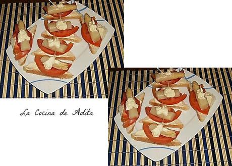 Tapa de espárragos  y tomate