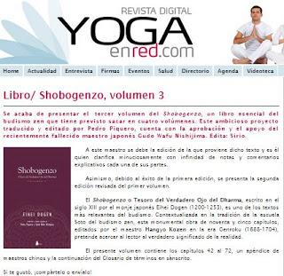 Libro/ Shobogenzo, volumen 3 reseñado en Yoga en Red