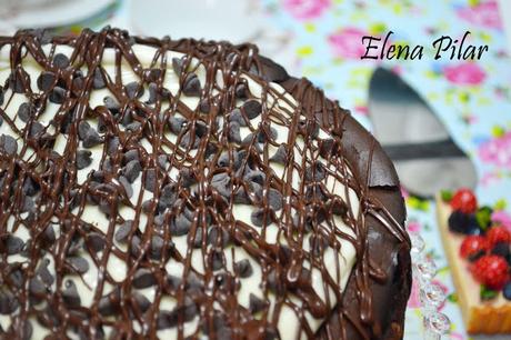 Tarta de queso con vainilla y chocolate