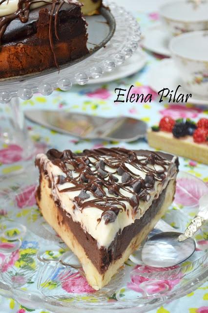 Tarta de queso con vainilla y chocolate