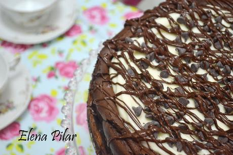 Tarta de queso con vainilla y chocolate