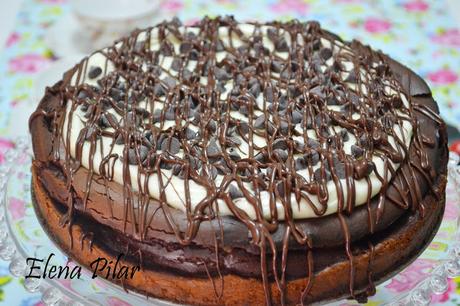 Tarta de queso con vainilla y chocolate
