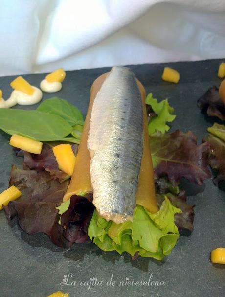 Ensalada de canelones de nectarina y sardinas marinadas versionando a Yayo Daporta