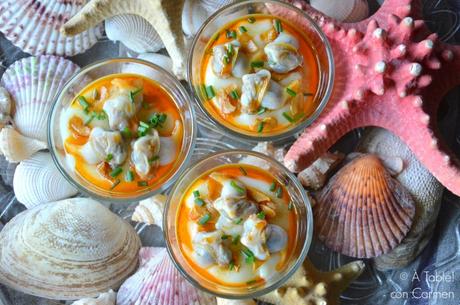Berberechos, Crema de Cachelos y Ajada