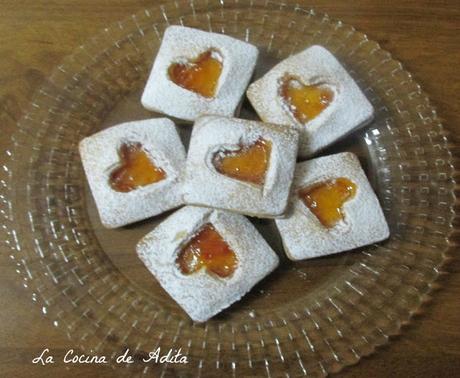 Galletas de vainilla, rellenas de albaricoque