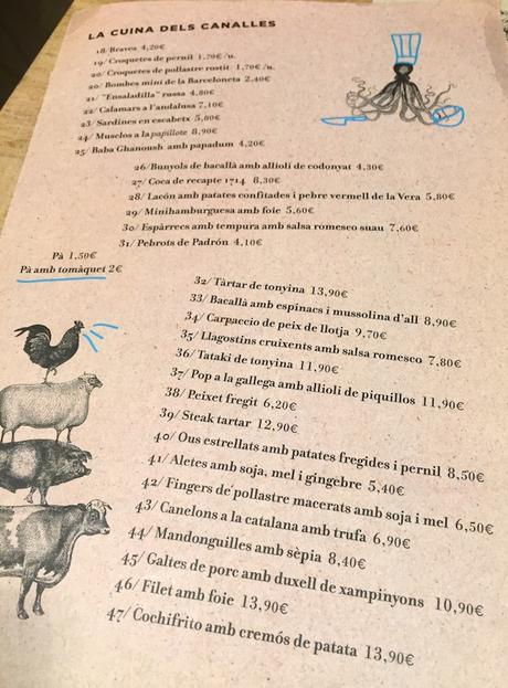 caballa canalla barcelona carta cena