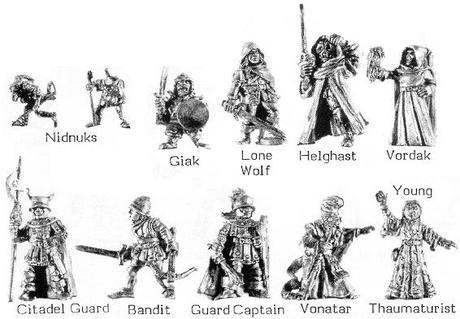 Las figuras de los libro-juegos:Lobo Solitario,de GW-Citadel
