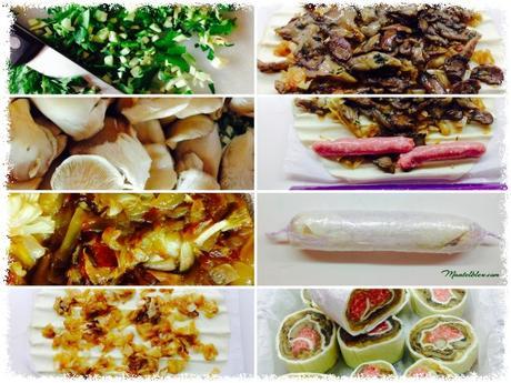 Pastel crujiente de pollo con setas