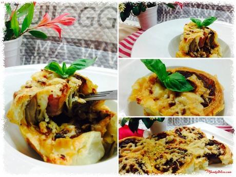 Pastel crujiente de pollo con setas