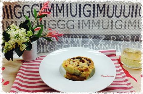 Pastel crujiente de pollo con setas