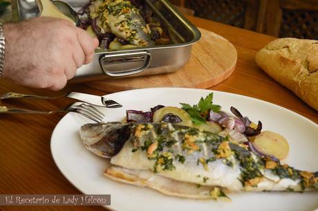 Lubina al horno con patatas