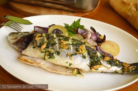 Lubina al horno con patatas