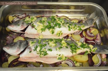 Lubina al horno con patatas