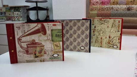 Taller álbumes de fotos, encuadernación.