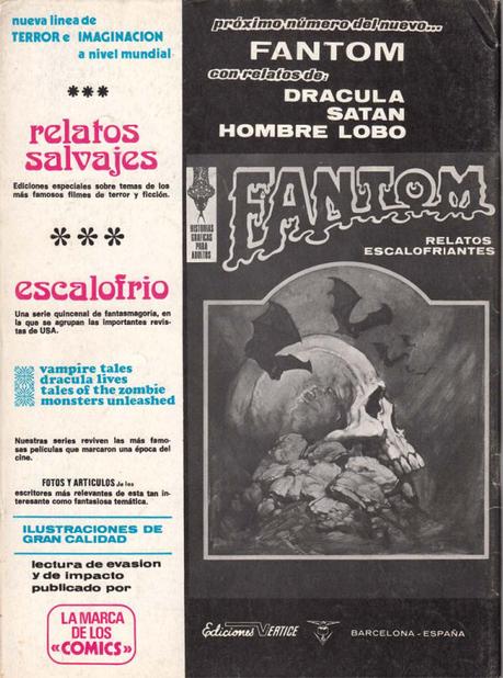 Publicidad del “nuevo Fantom” con la cabecera antigua y anunciando el Hombre Lobo entre los contenidos 
