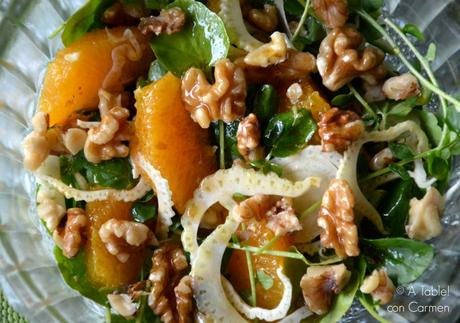Ensalada de Hinojo, Naranja, Berros y Nueces #ponunaensalada