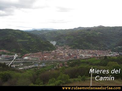 Ruta Ablaña Llosorio: Desde mirador de Seana, vista de Mieres del Camín