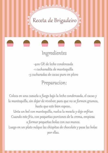 Receta de Brigadeiro para imprimir Receta de Brigadeiro para imprimir