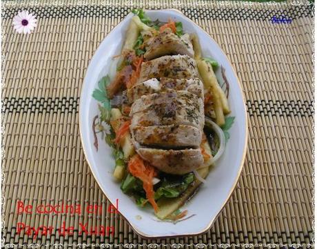 Pechugas de pollo aliñadas a la miel y mostaza