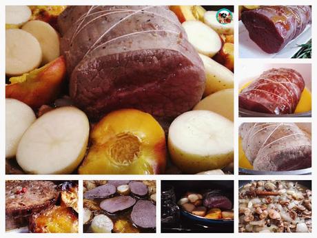 Asado con melocotones