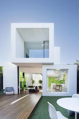 Casa Minimalista en Blanco y Verde Manzana