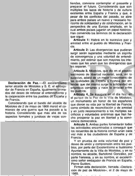 Móstoles y Francia firman la paz tras 177 años de guerra