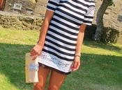 Vestido rayas encaje