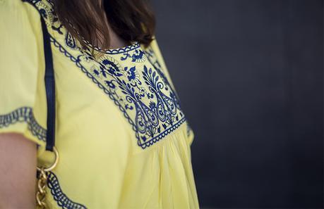 BE BOHOW. YELLOW ETHNIC BLOUSE
