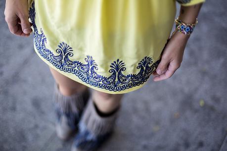 BE BOHOW. YELLOW ETHNIC BLOUSE