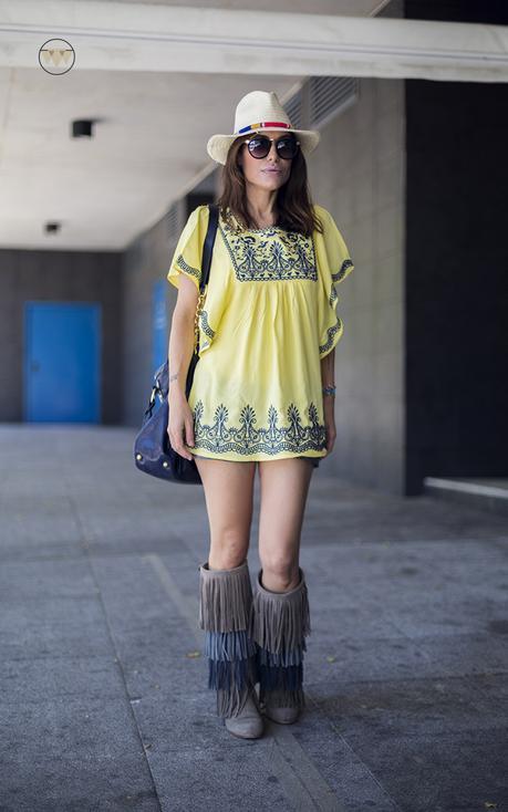 BE BOHOW. YELLOW ETHNIC BLOUSE