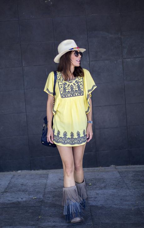 BE BOHOW. YELLOW ETHNIC BLOUSE