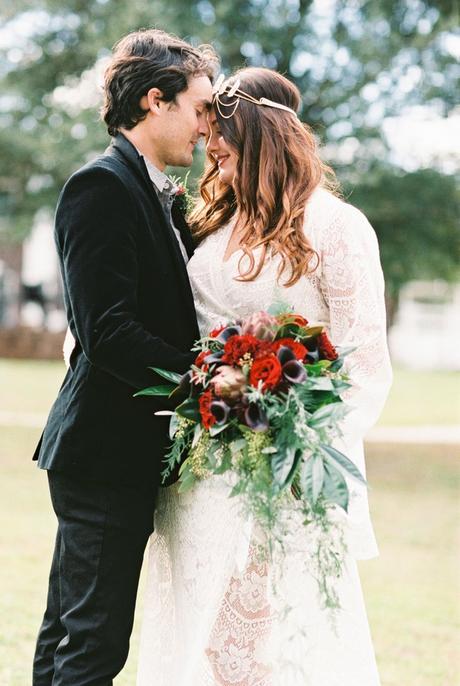 SI AL ROJO de una boda rústica, romántica y bohemia! ESPECTACULAR