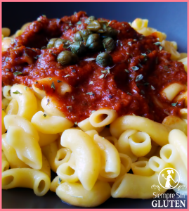 Pasta a la Putanesca (Sin Gluten, Sin Lácteos, Sin Huevo)