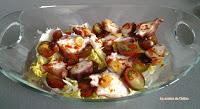 Ensalada de pulpo con chips de ajo