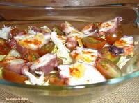 Ensalada de pulpo con chips de ajo