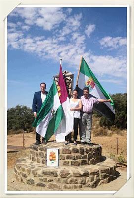 Un monolito celebra la unión de Extremadura, La Mancha y Andalucía