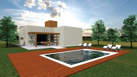 Modelo de vivienda con piscina de 80 m2