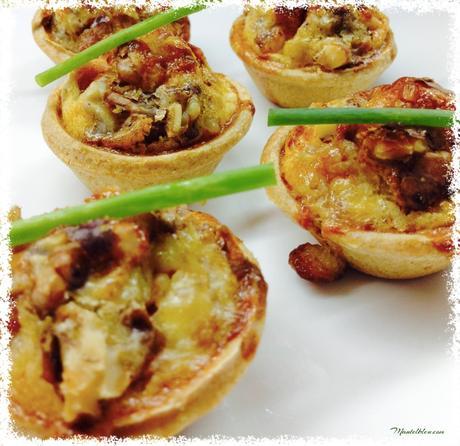 Tartaletas quiche lorraine con jamón y nueces