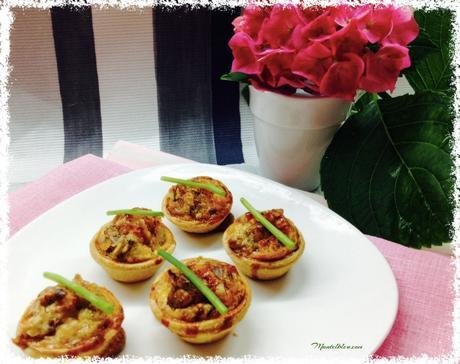 Tartaletas quiche lorraine con jamón y nueces