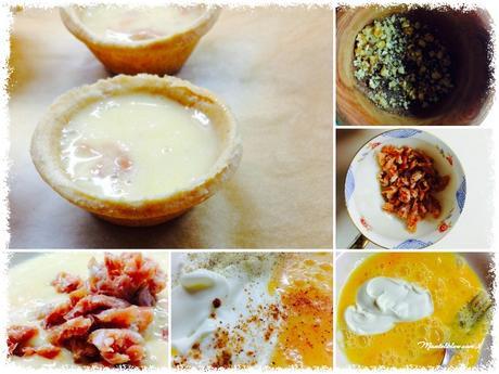 Tartaletas quiche lorraine con jamón y nueces